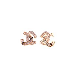 Sparkling Stud CC Earrings Dazzling Accents 18k Gold Tone‎ Luxury NWOT